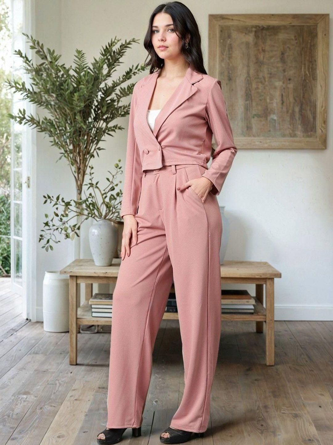 Kotty Lapel Collar Long Sleeves Coat With Trouser 