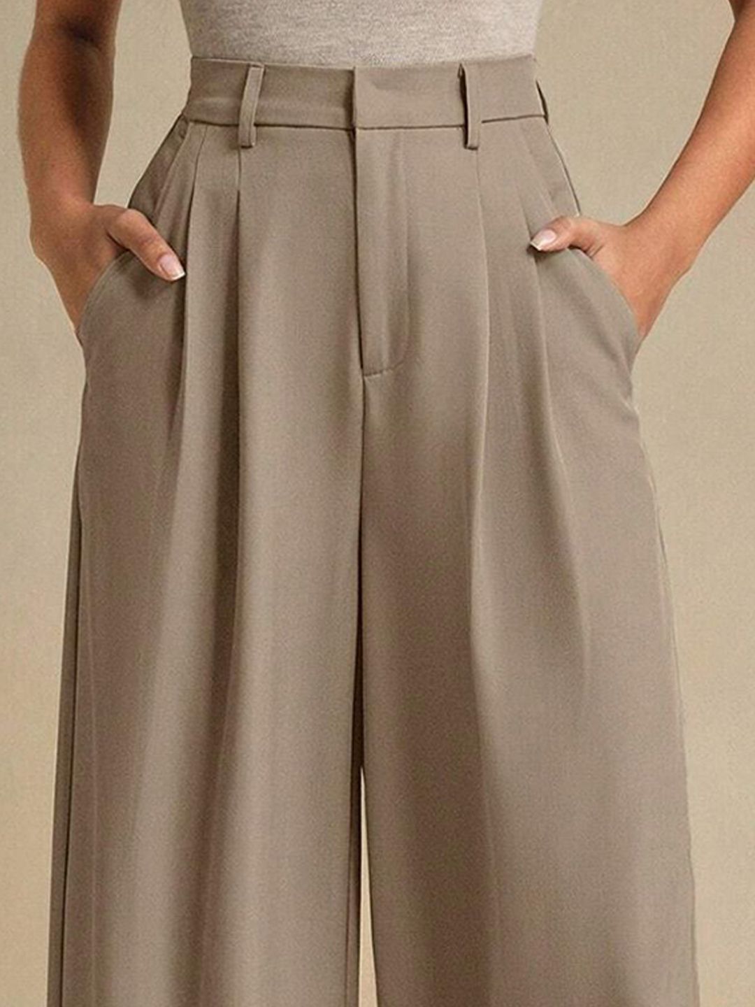 Kotty Women Relaxed Fit High-Rise Korean Pants Trousers