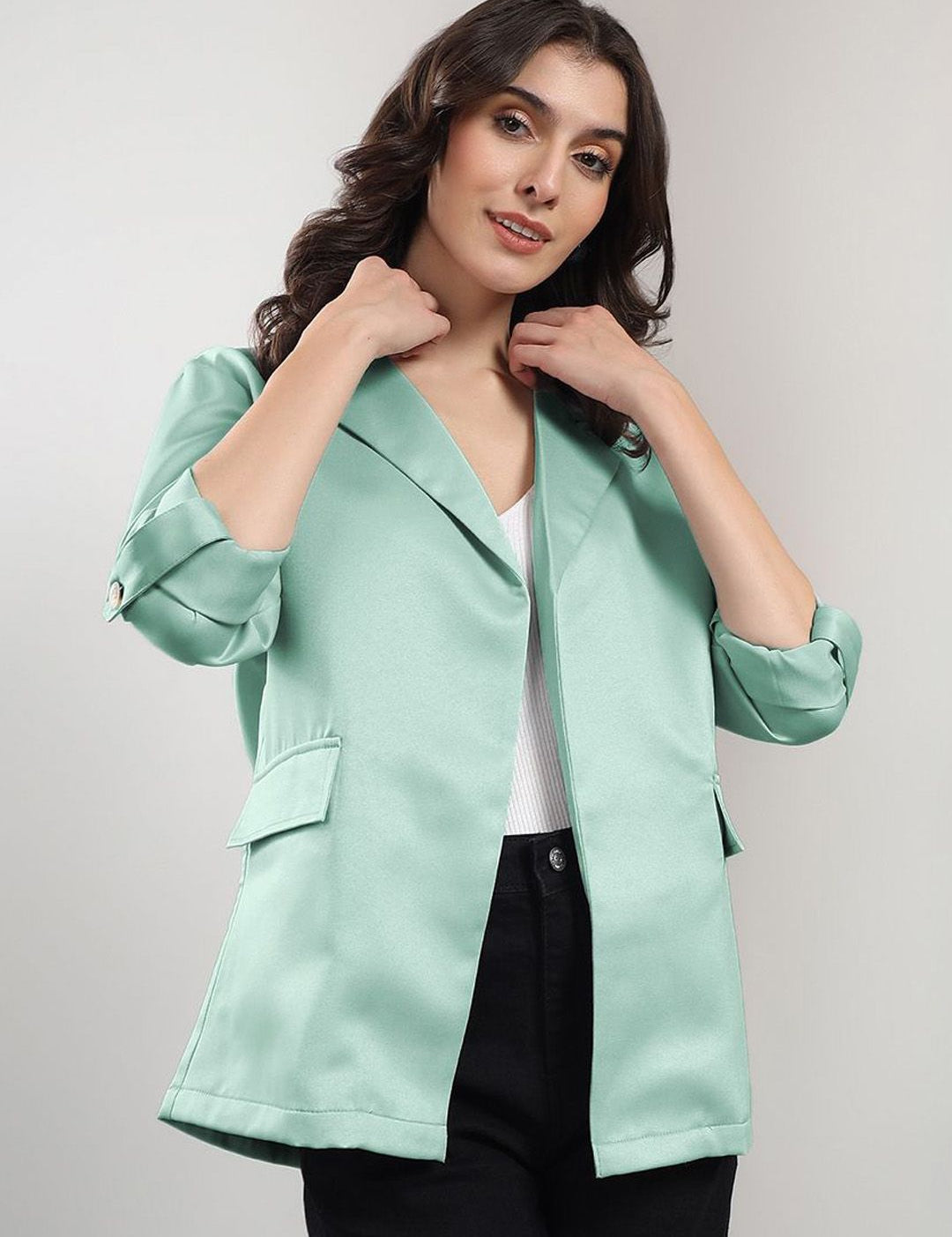 Kotty Notched Lapel Front Open Blazer