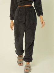 Kotty Women Faux Fur High-Rise Joggers Fit Trousers