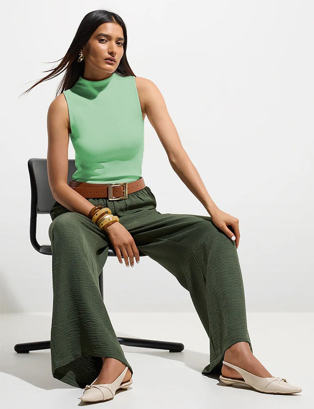 Kotty Women High Neck Sleeveless Fitted Top