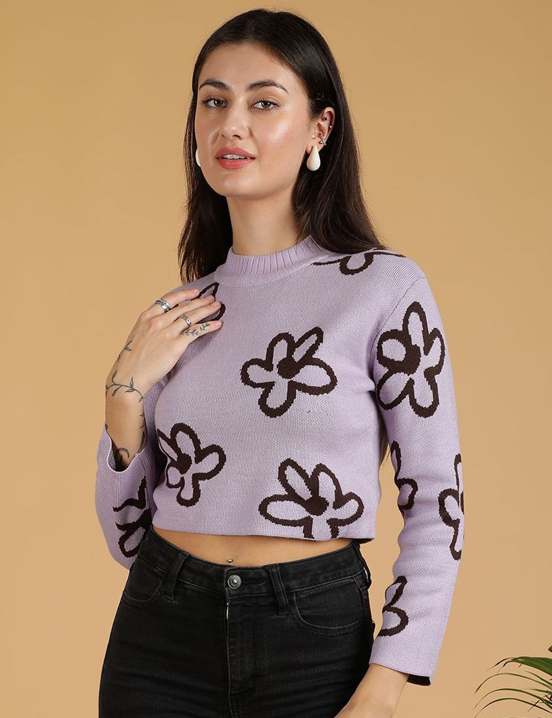 Kotty Women Floral Printed Crop Pullover