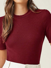 Kotty  Women Round Neck Short Sleeves Fitted Top