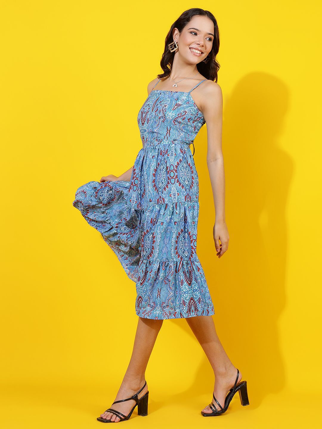 Kotty Print Crepe Women Fit & Flare Midi Dress
