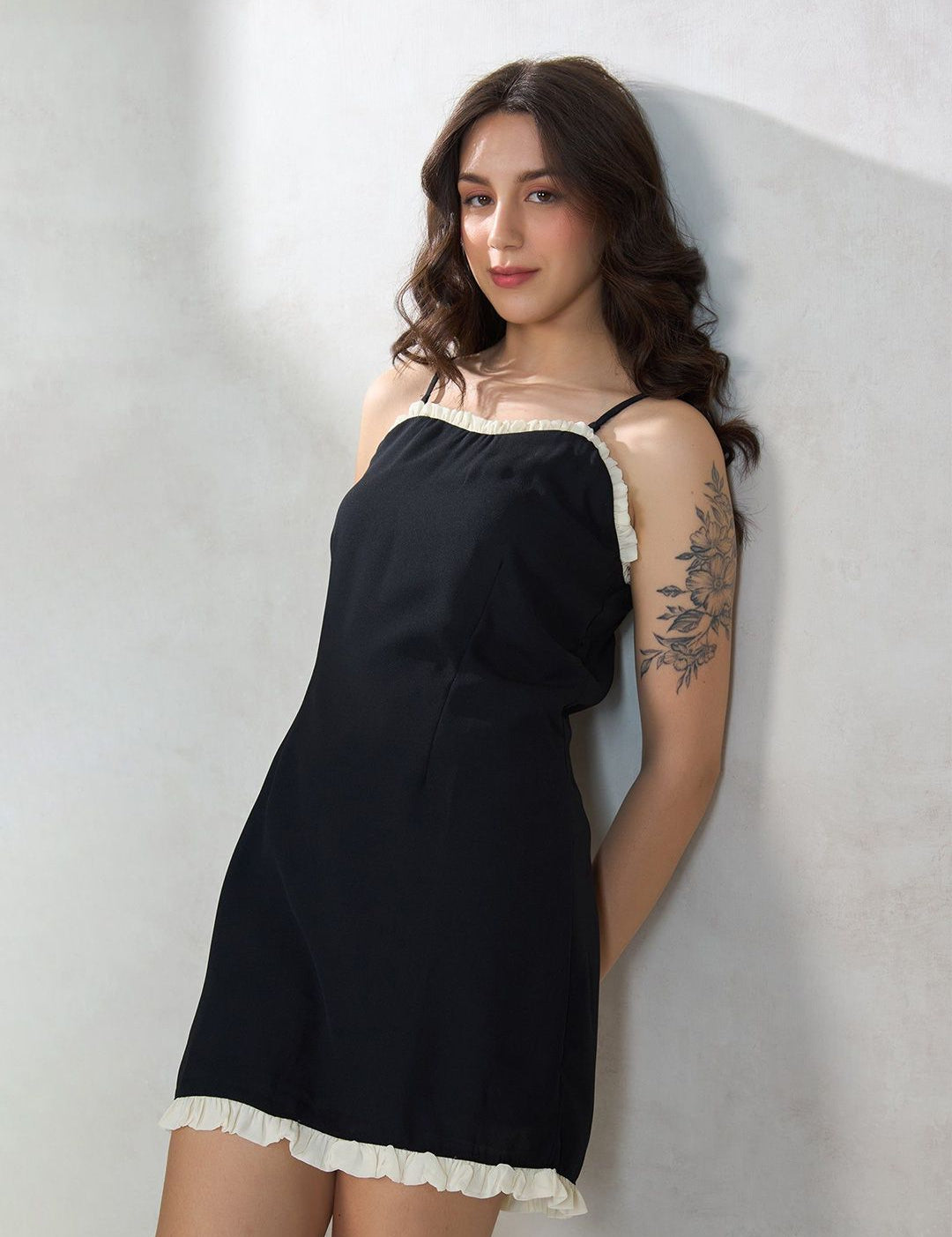 Kotty Shoulder Straps Cotton Sheath Mini Dress