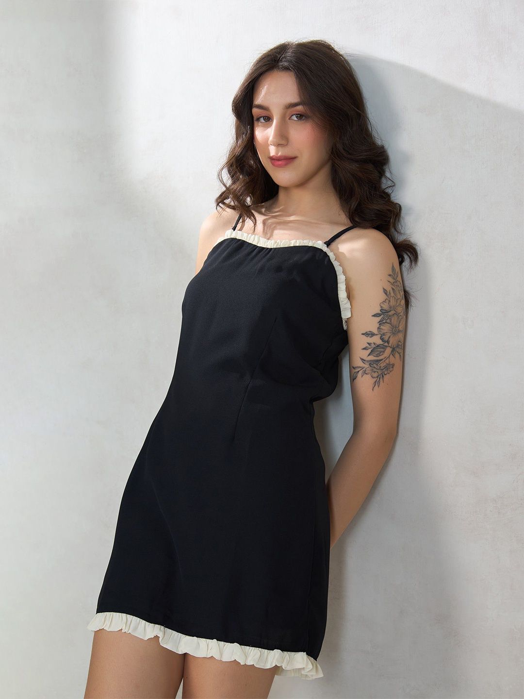 Kotty Shoulder Straps Cotton Sheath Mini Dress