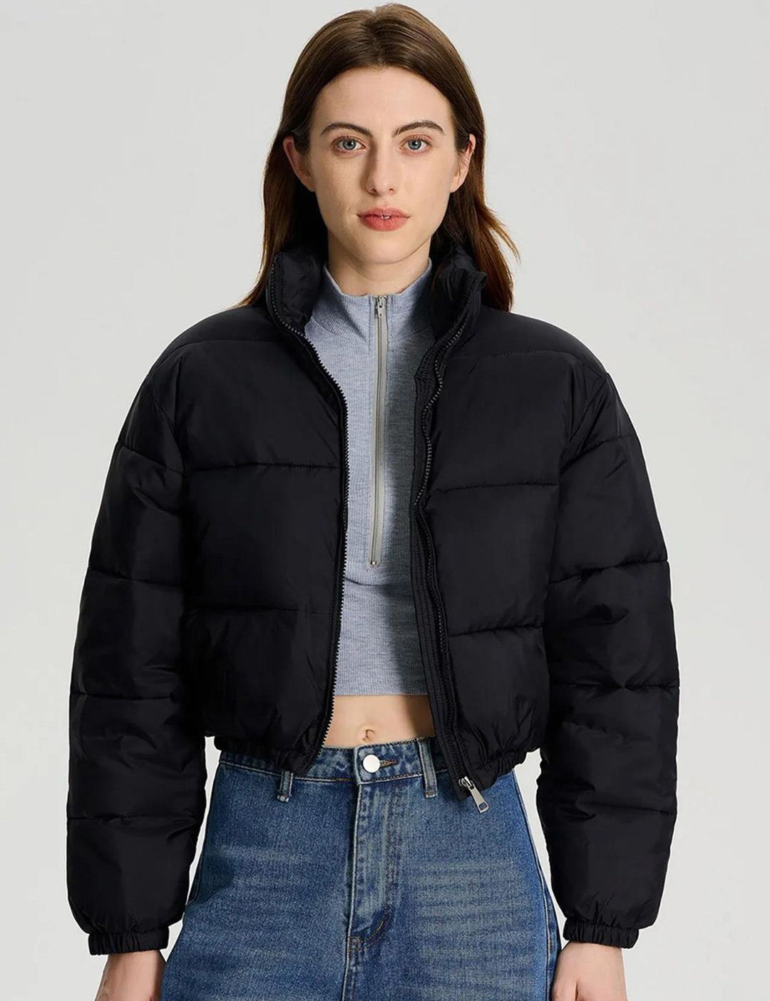 Kotty Women Striped Crop Puffer Jacket