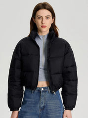 Kotty Women Striped Crop Puffer Jacket