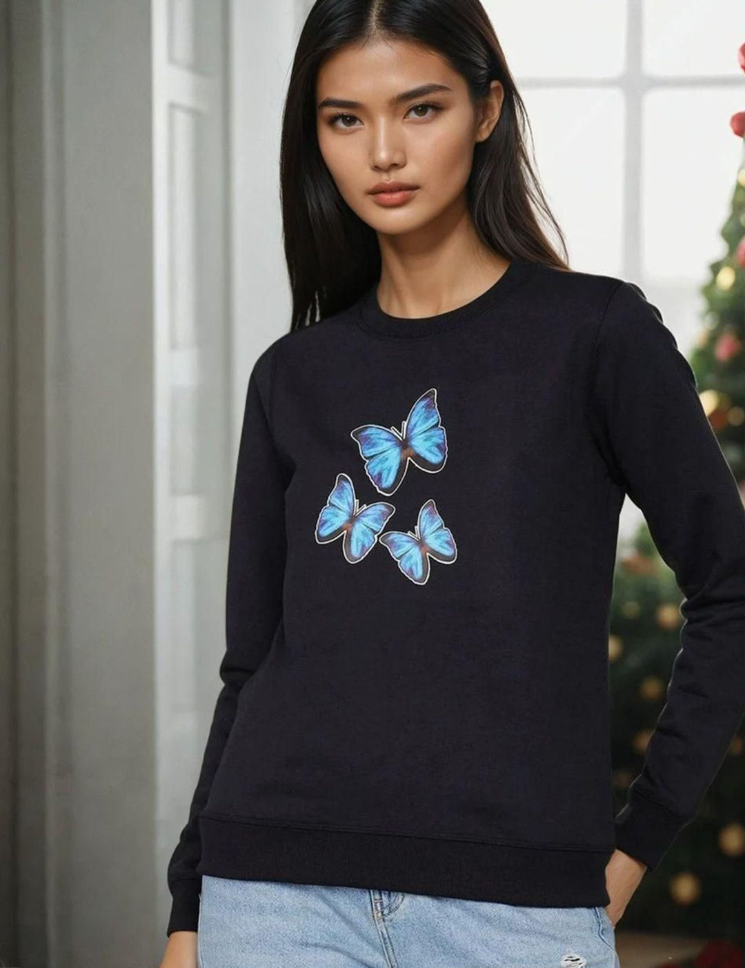 Kotty Women Embroidered Round Neck Sweatshirt