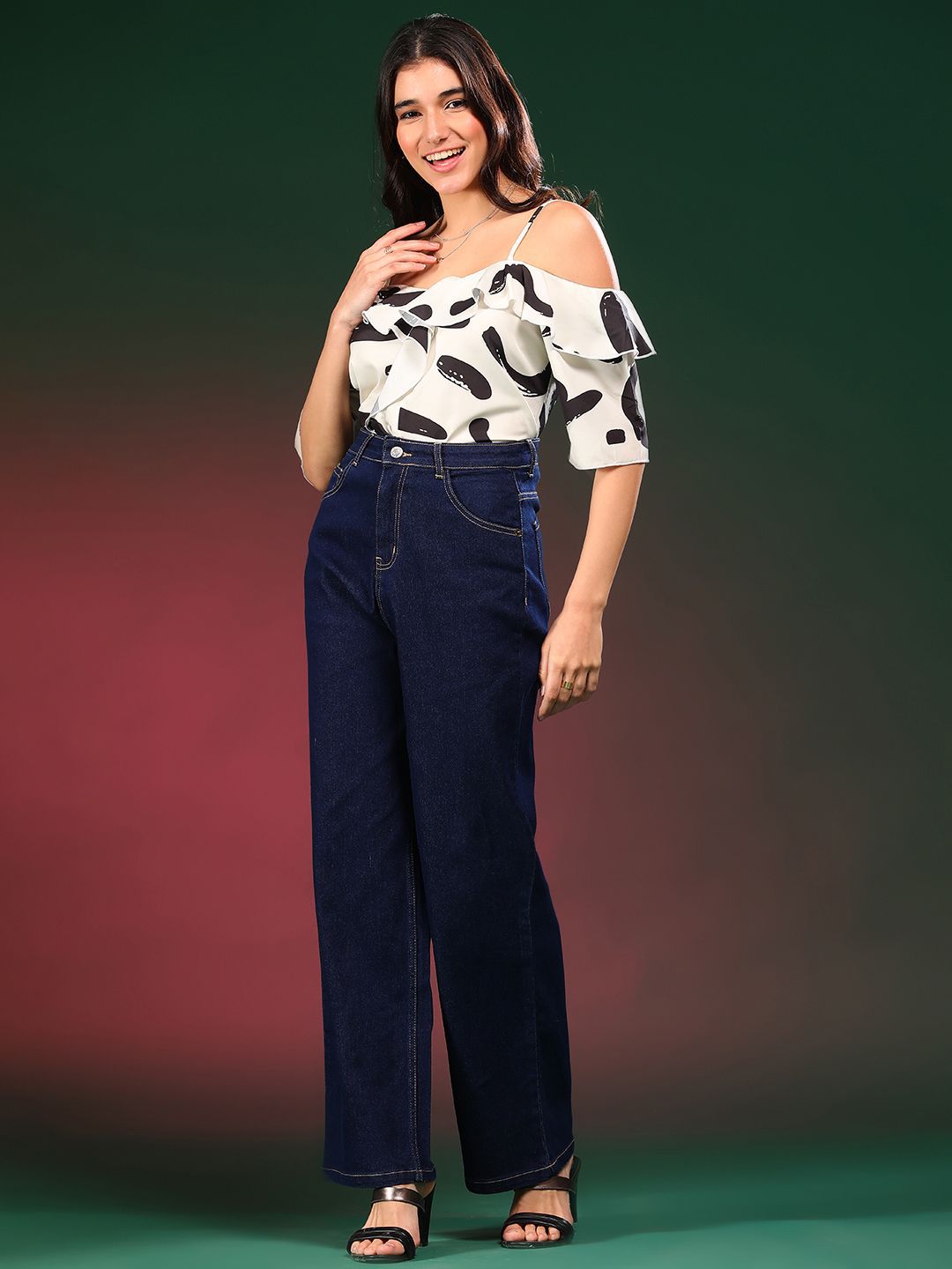 Kotty Women Abstract Printed Shoulder Straps  Top