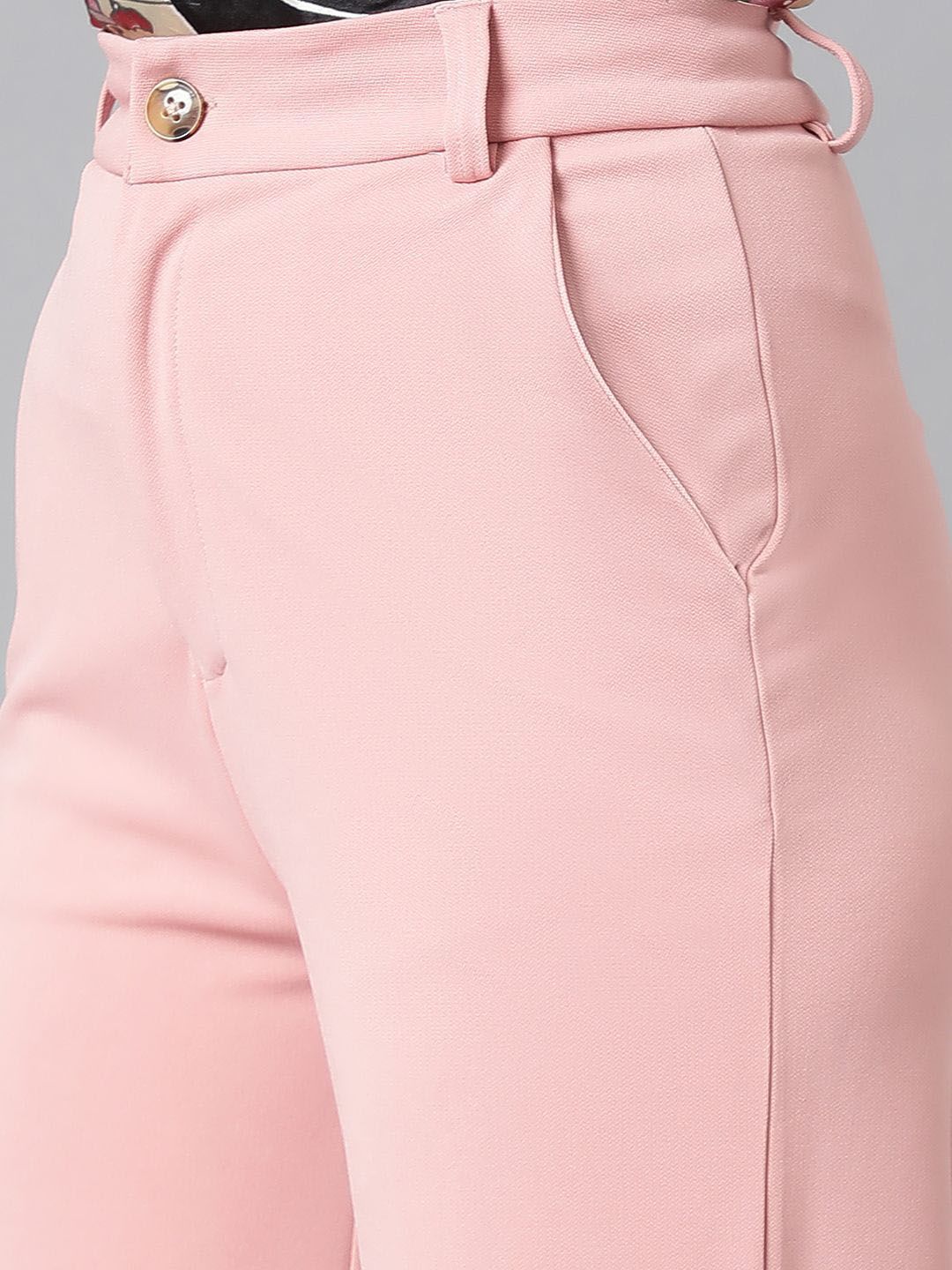 Kotty Women Solid Colourblocked High-Rise Easy Wash Trousers