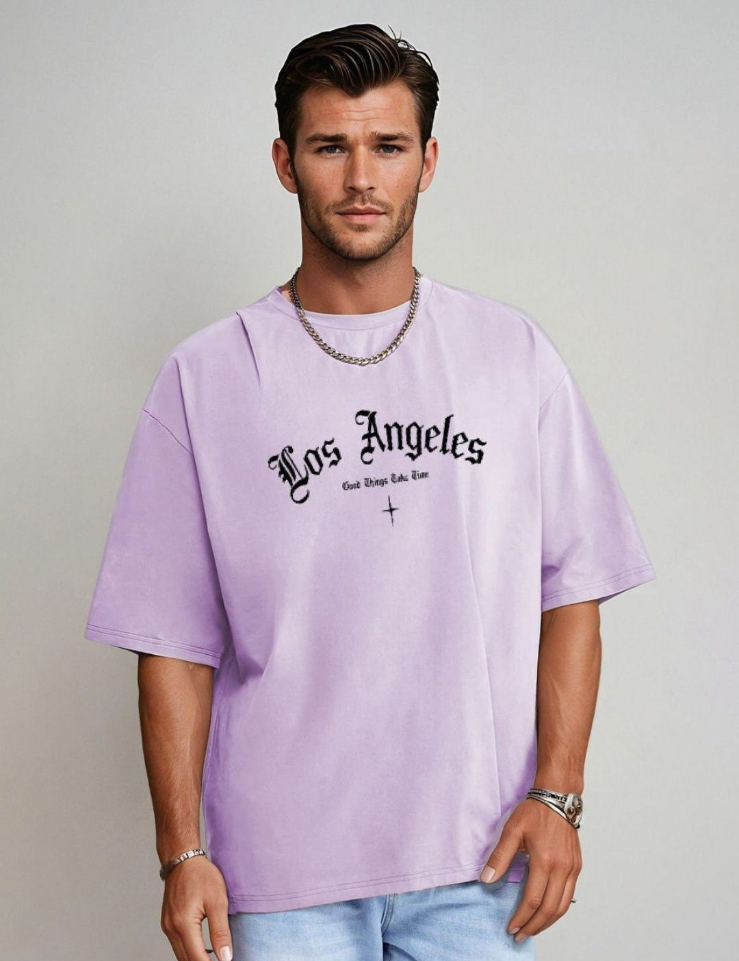 Kotty Men Graphic Printed Round Neck Cotton Oversized T-shirt