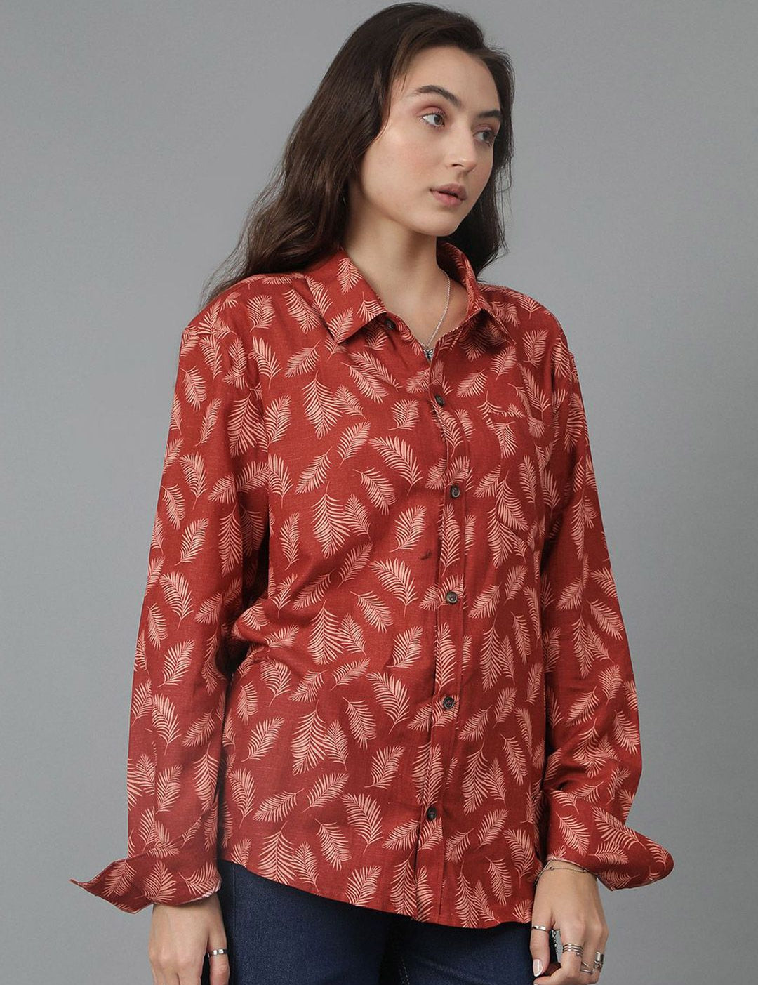 Kotty Women Floral Opaque Printed Casual Oversized Shirt
