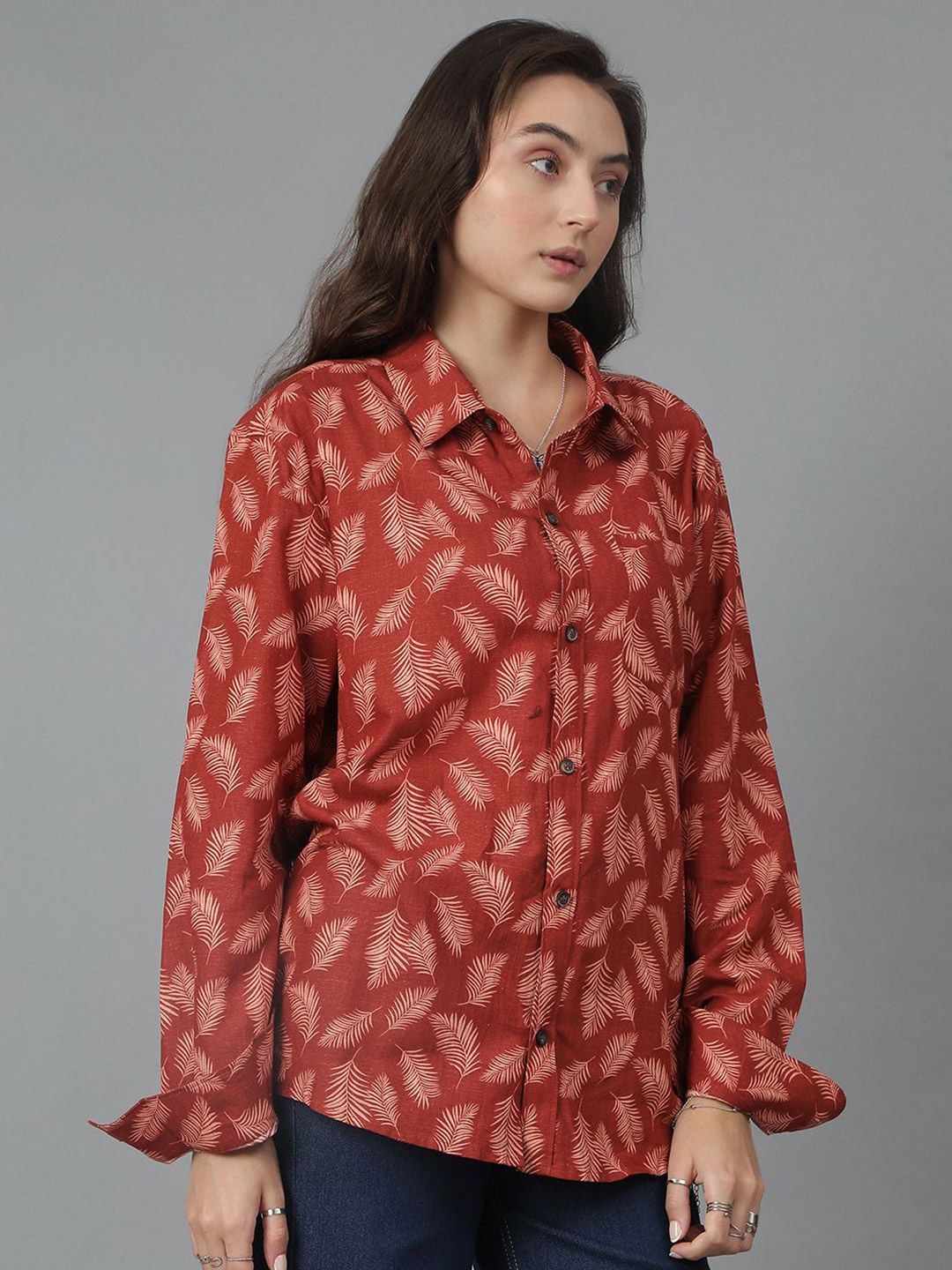 Kotty Women Floral Opaque Printed Casual Oversized Shirt