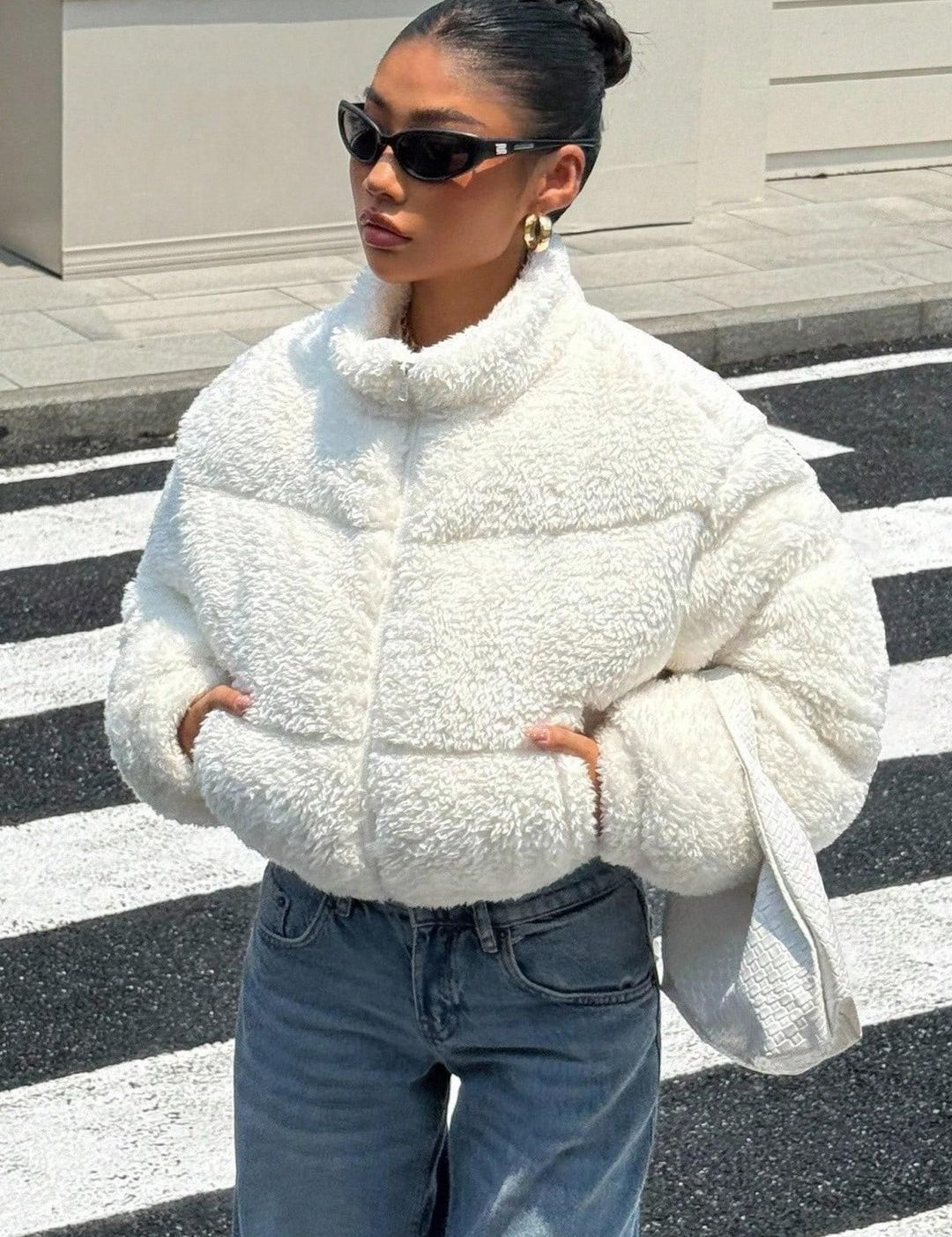 Kotty Women Woollen Crop Open Front Jacket