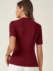 Kotty  Women Round Neck Short Sleeves Fitted Top