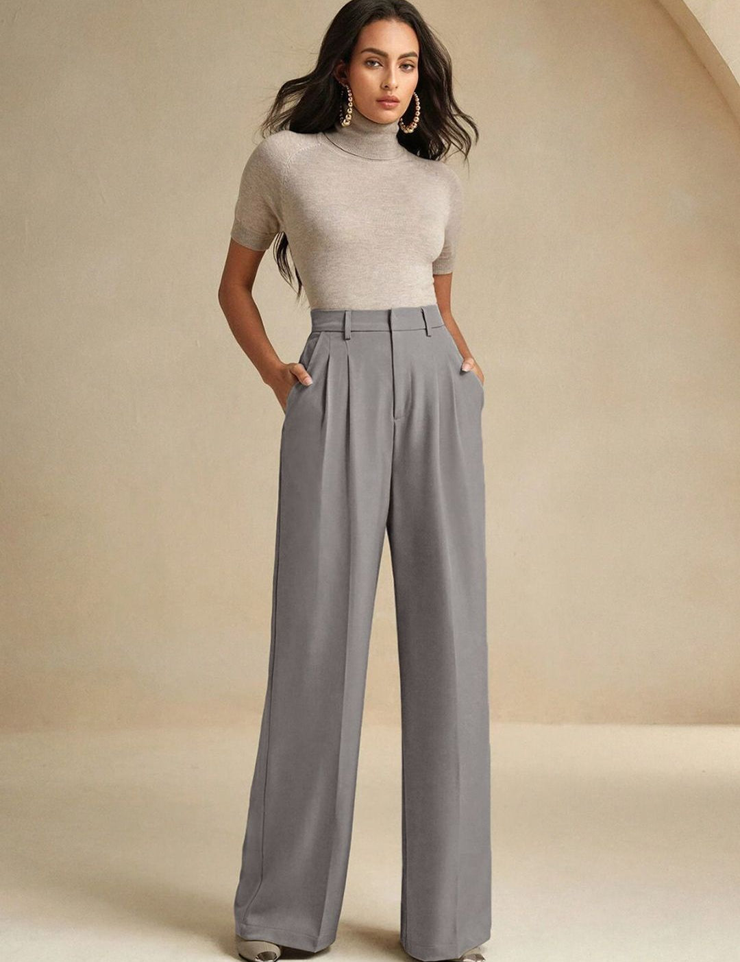 Kotty Women High-Rise Easy Wash Pleated Trousers