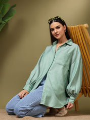 Kotty Women Opaque Printed Casual Oversized Shirt