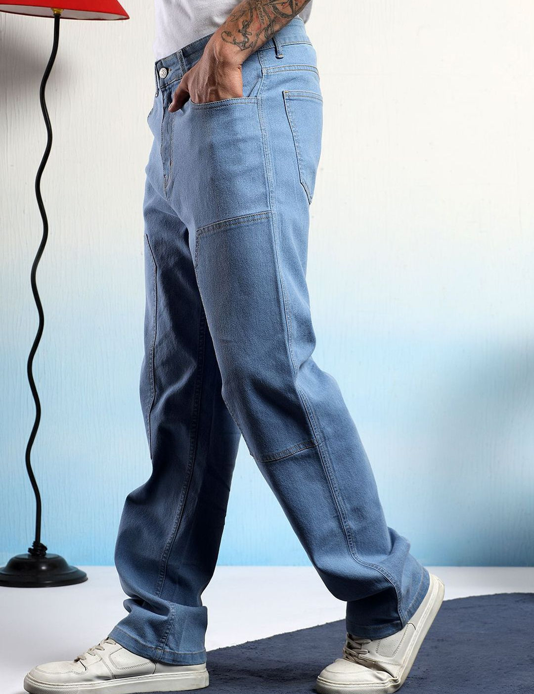 Kotty Men Low-Rise Wrinkle Free Pleated Cargos Trousers