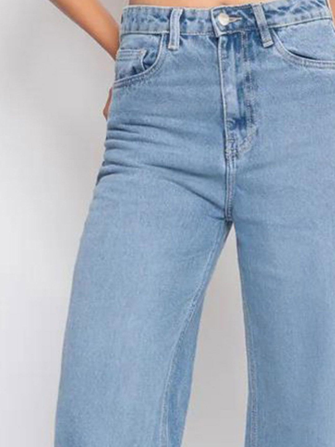 Kotty Women Jean Wide Leg High-Rise Light Fade Stretchable Jeans