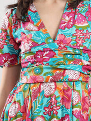 Kotty Women Floral Printed Fit & Flare Mini Dress