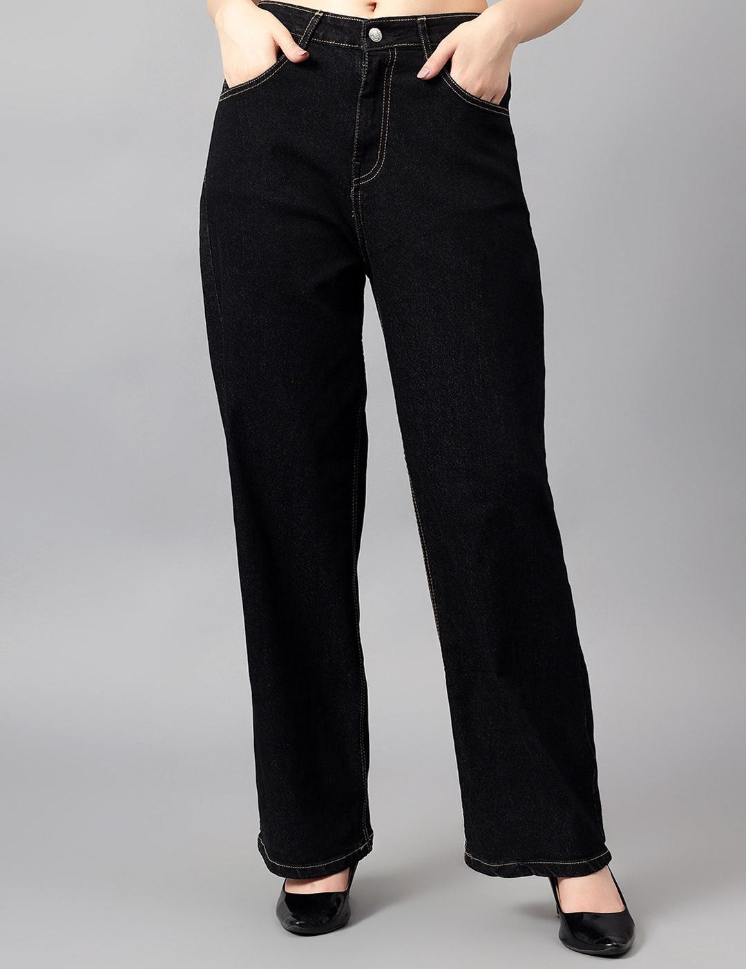 Kotty Women Straight Fit High-Rise Cotton Stretchable Jeans