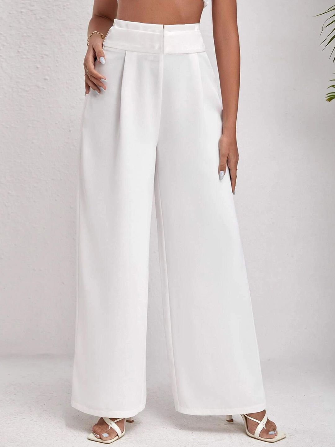Kotty Women Wide Leg High-Rise Easy Wash Pleated Trousers