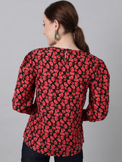 Kotty Women Round Neck Floral Printed Top