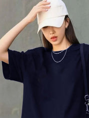 Kotty Round Neck Drop-Shoulder Sleeves Oversized T-shirt