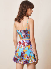 Kotty Floral Printed Top With Skirt Co-Ords