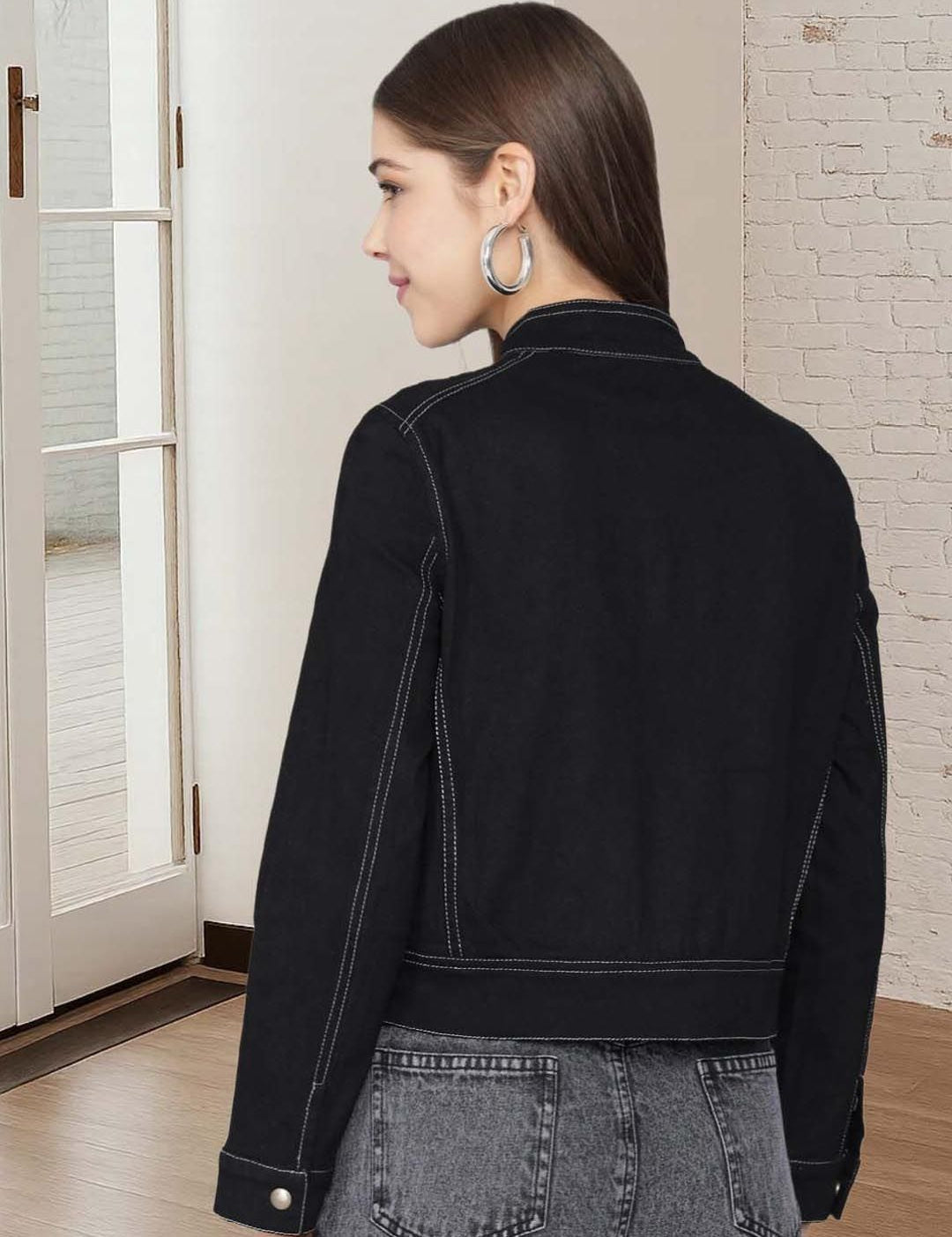 Kotty Women Collarless Denim Jacket