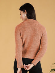 Kotty Women Shirt Collar Crop Pullover