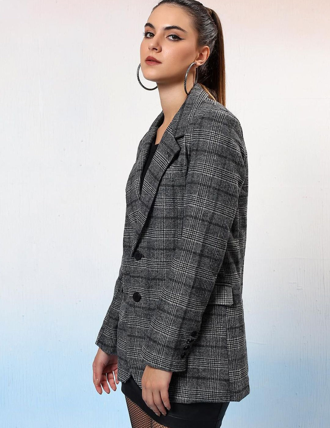  Kotty Checked Single-Breasted Coat