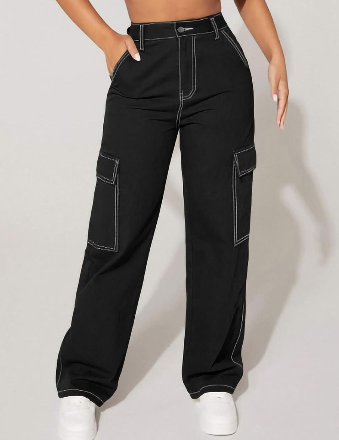 Kotty Women Regular Fit High-Rise Stretchable Cargos Style Jeans