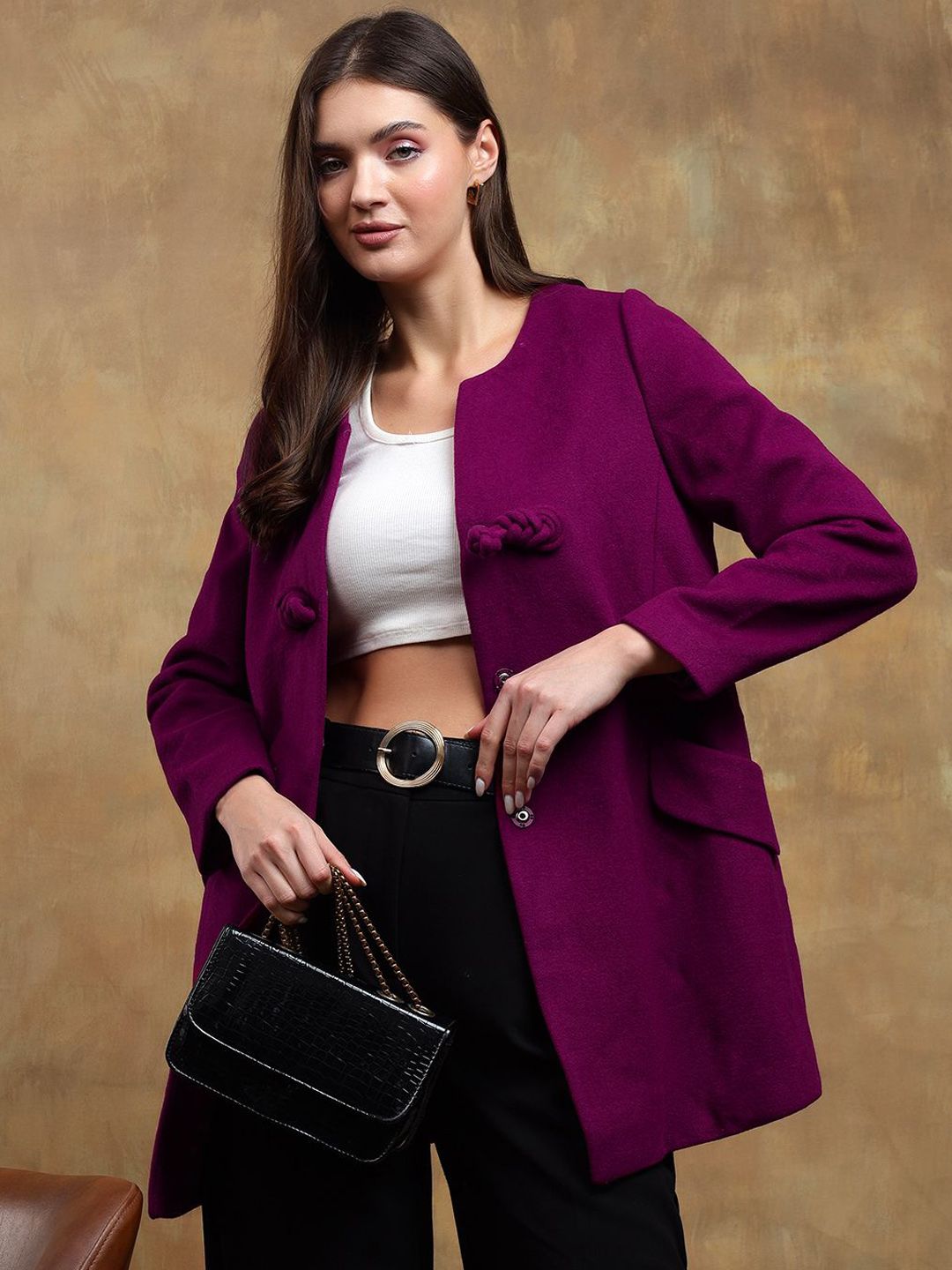 Kotty Solid Long Sleeves Overcoat