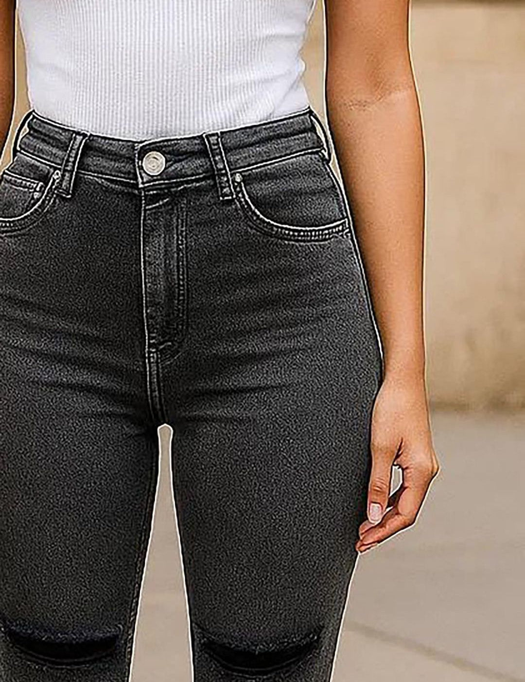 Kotty Women Flared Fit High-Rise Mildly Distressed Stretchable Jeans