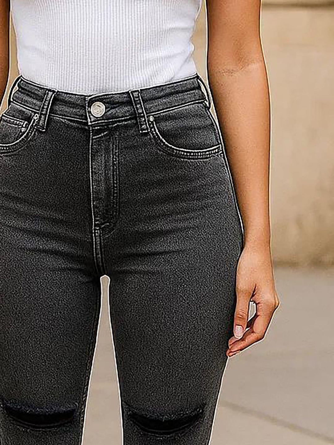 Kotty Women Flared Fit High-Rise Mildly Distressed Stretchable Jeans