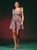 Kotty Floral Printed Fit & Flare Mini Dress