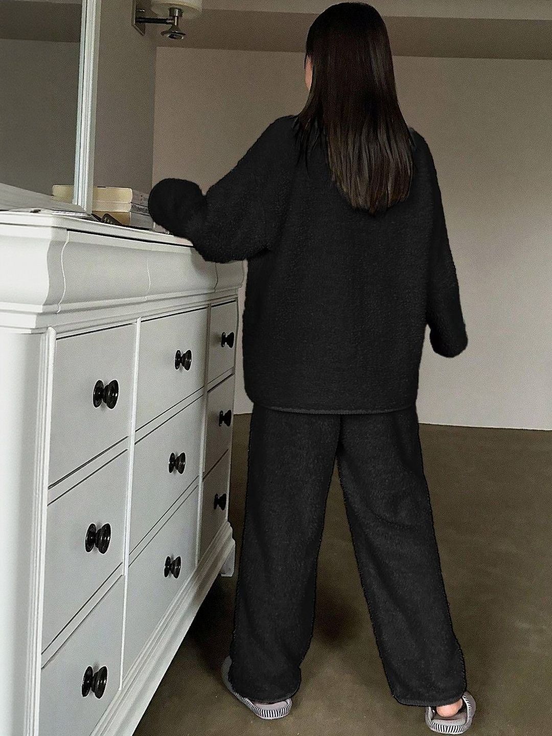 Kotty Women Lapel Collar Long Sleeves T-shirt With Pyjamas Night suits