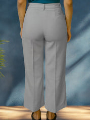 Kotty Women Solid  High-Rise Wide Leg Easy Wash Pleated Formal Trousers