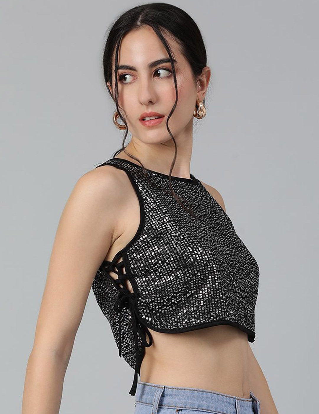 Kotty Embellished Print Crop Top