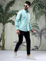 Kotty Men Spread Collar Vertical Striped Casual Shirt