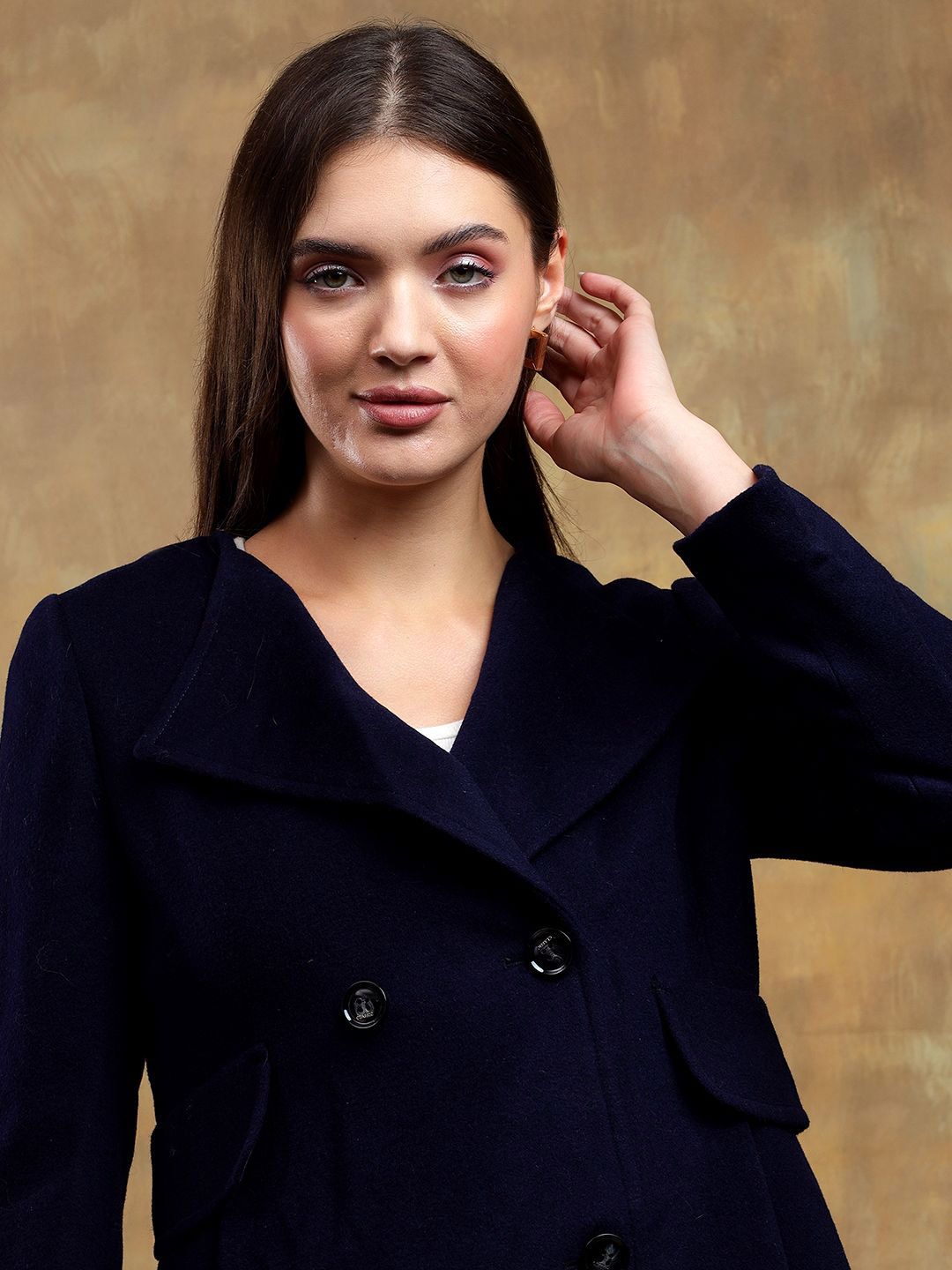 Kotty Women Solid Notched Overcoat