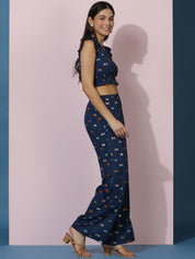 Kotty Printed V-Neck Top With Trousers