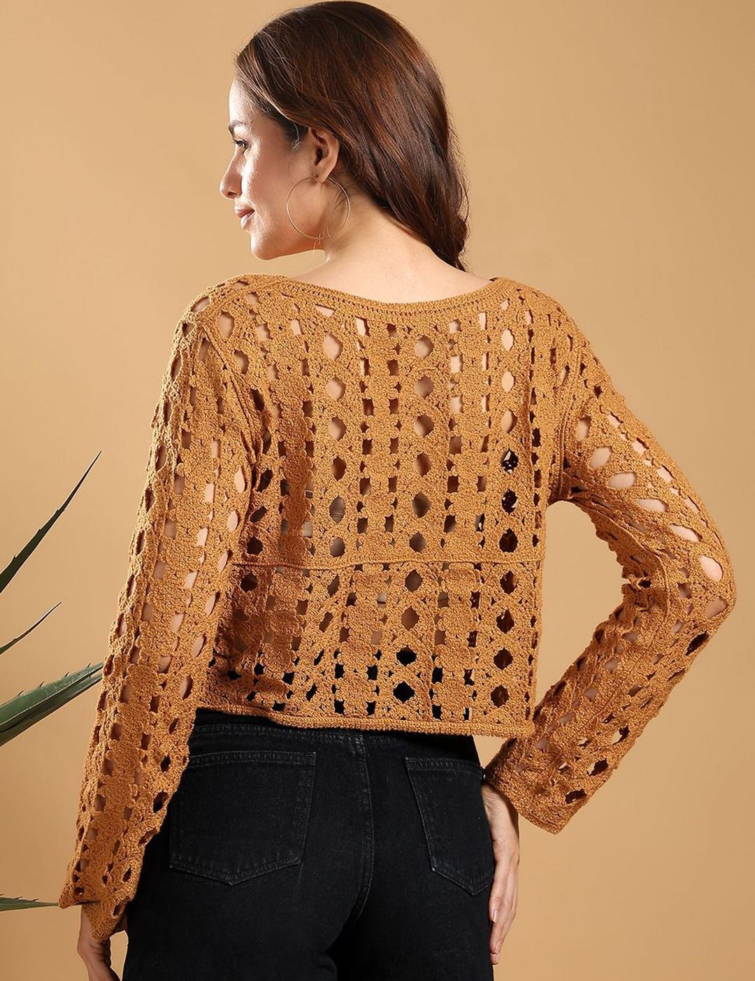 Kotty Women Ethnic Motifs Embroidered Regular Sheer Crop Top