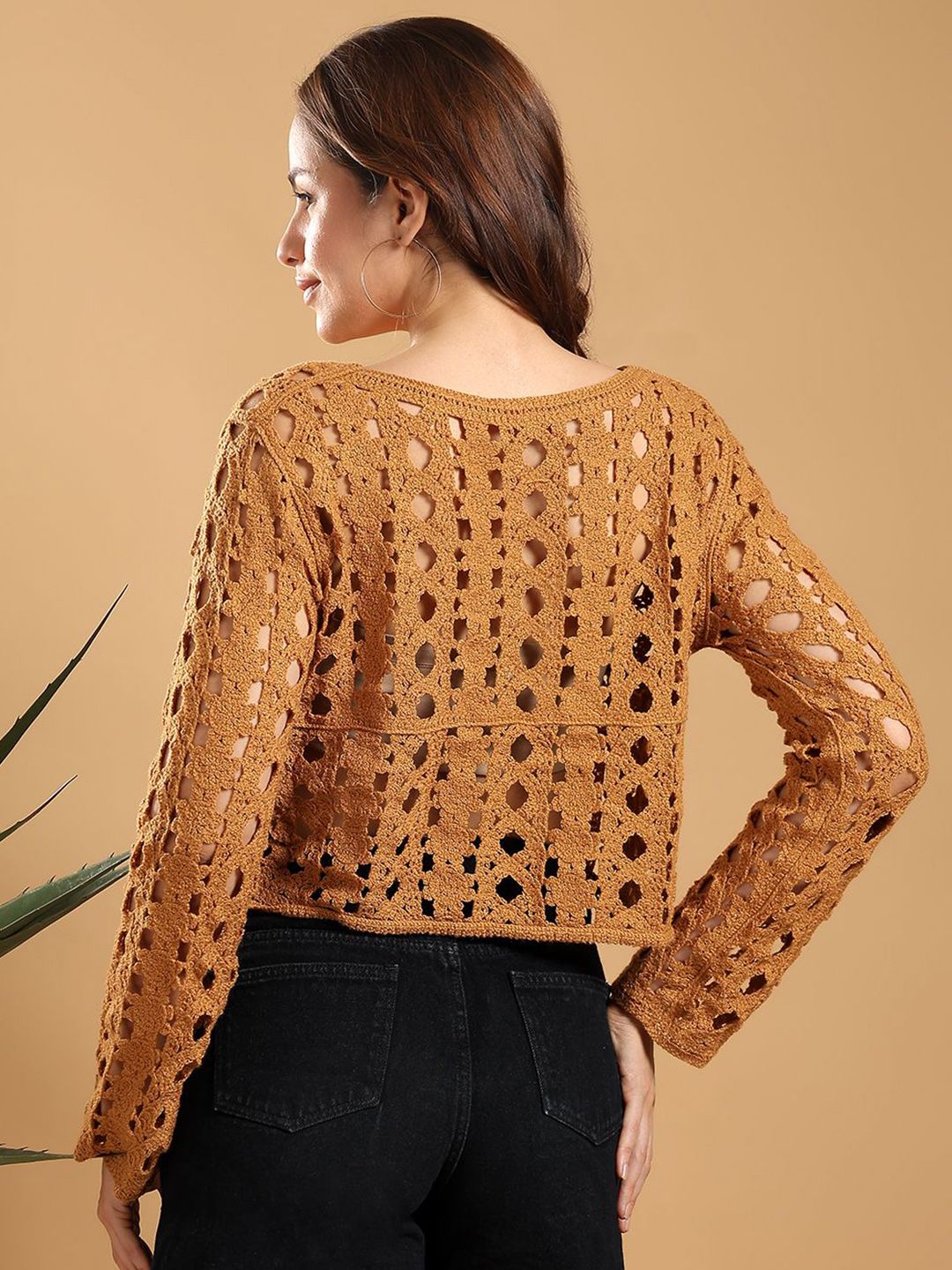 Kotty Women Ethnic Motifs Embroidered Regular Sheer Crop Top