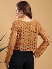 Kotty Women Ethnic Motifs Embroidered Regular Sheer Crop Top