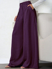 Kotty Women Relaxed Straight Leg Loose Fit High-Rise Wrinkle Free Trousers