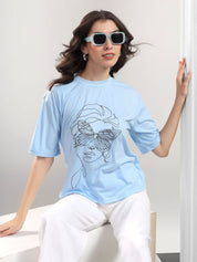 Kotty Abstract Printed Round Neck Cotton T-shirt