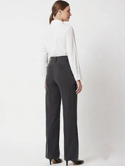 Black Relaxed Fit High-Rise Trousers for Women | Kotty